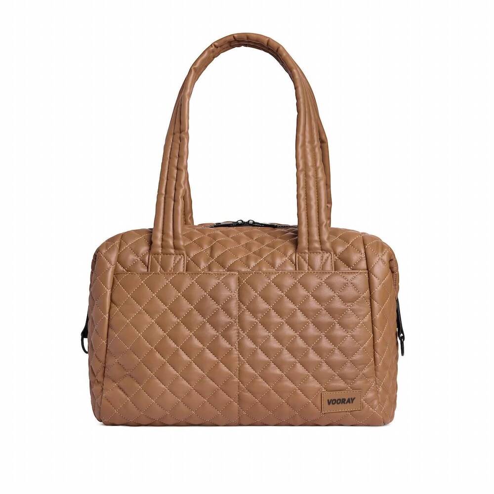 NEW VOORAY women's alana duffel bag in quilted tan